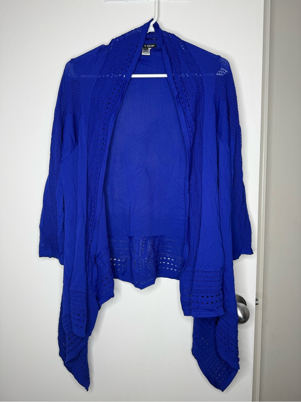 Cable & Gauge Blue Open-Front Women's Sweater Cardigan Large